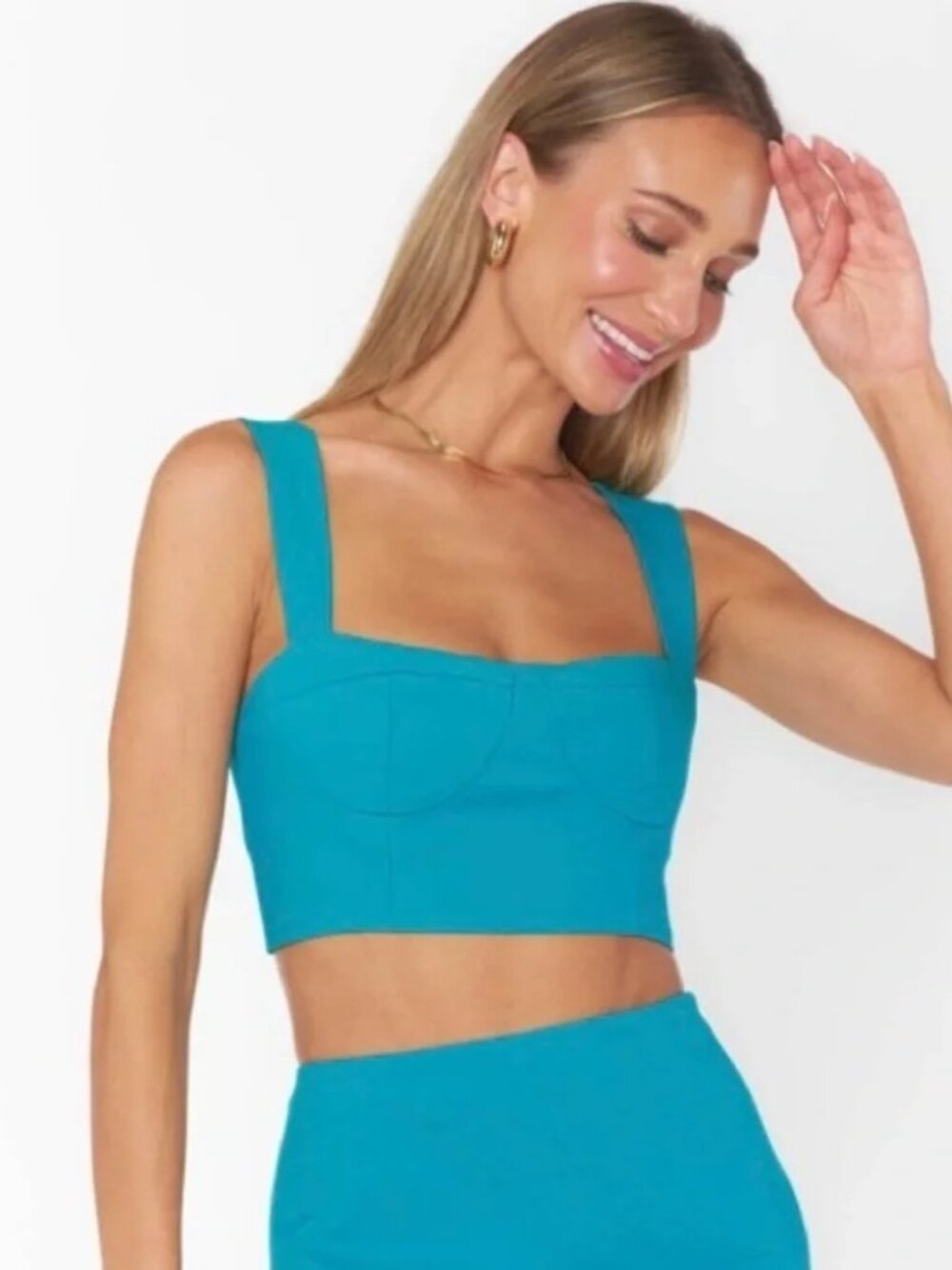 Show Me Your MuMu Sally Crop Top Bustier in Teal Size Medium